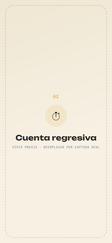 Captura del módulo de cuenta regresiva para el evento